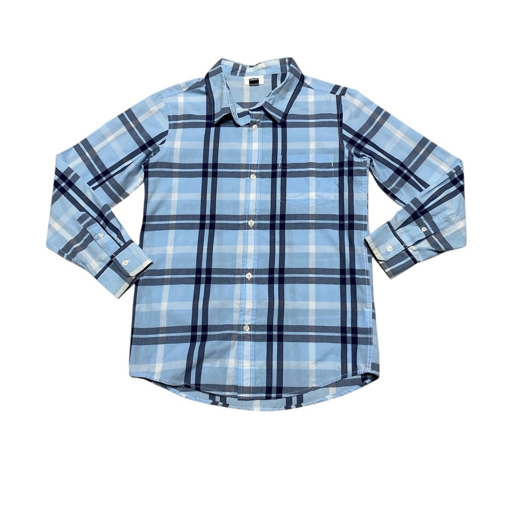 Old Navy Button Down Long Sleeve Shirt Youth Boys XL 14/16 Blue Plaid Casual Top